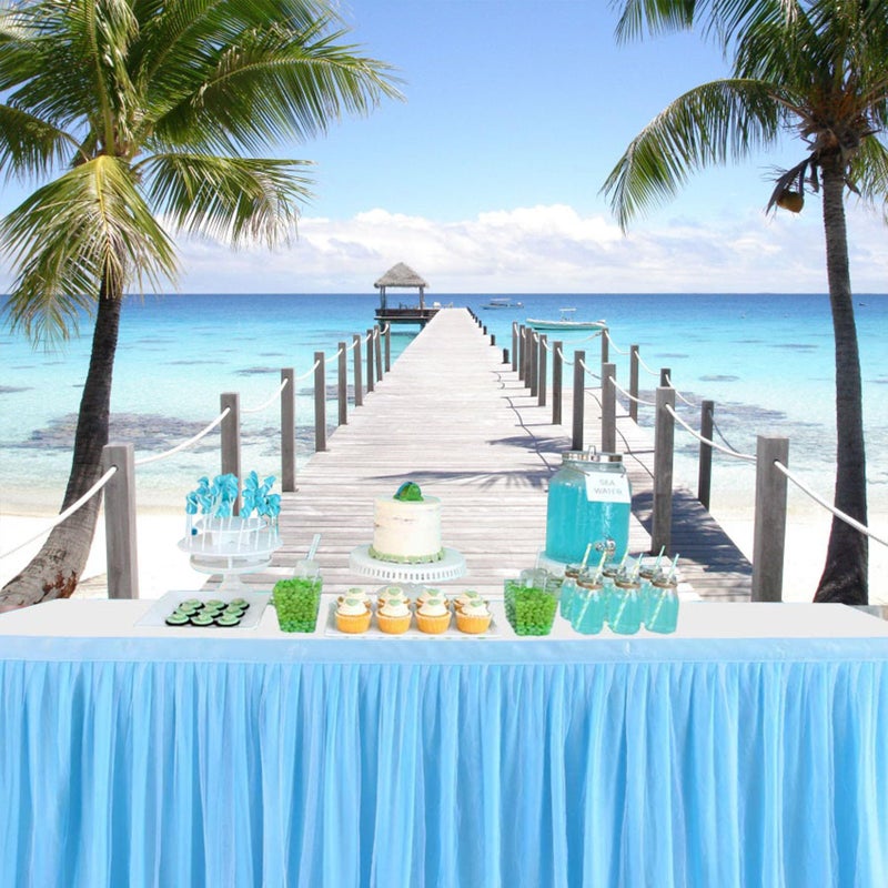 Baocicco 12x10ft Tropical Seaside Backdrop Summer Holiday Coconut Trees Wooden Pier Gazebo Photography Background Wedding Ceremony Honeymoon Birthday Party Summer Party Children Adults Portrait - Image 4